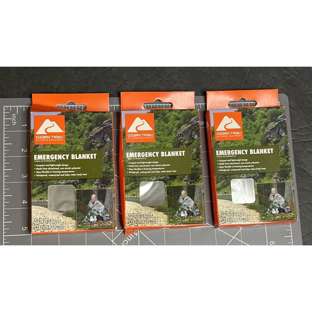 Ozark Trail Survival Blanket Windproof Waterproof Aluminized Poly 52x82 Lot Of 3